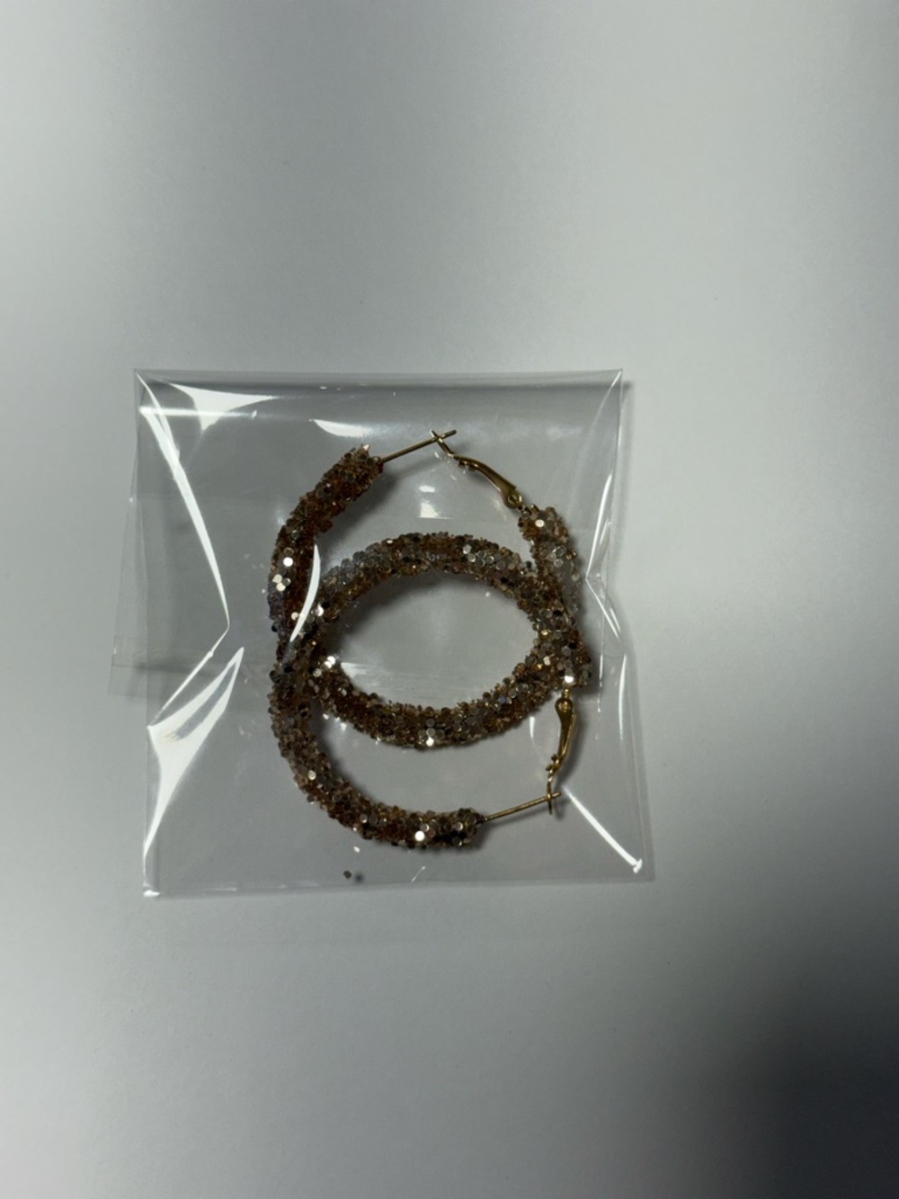 Gold-Tone Glitter Hoop Earrings - Women Jewelry